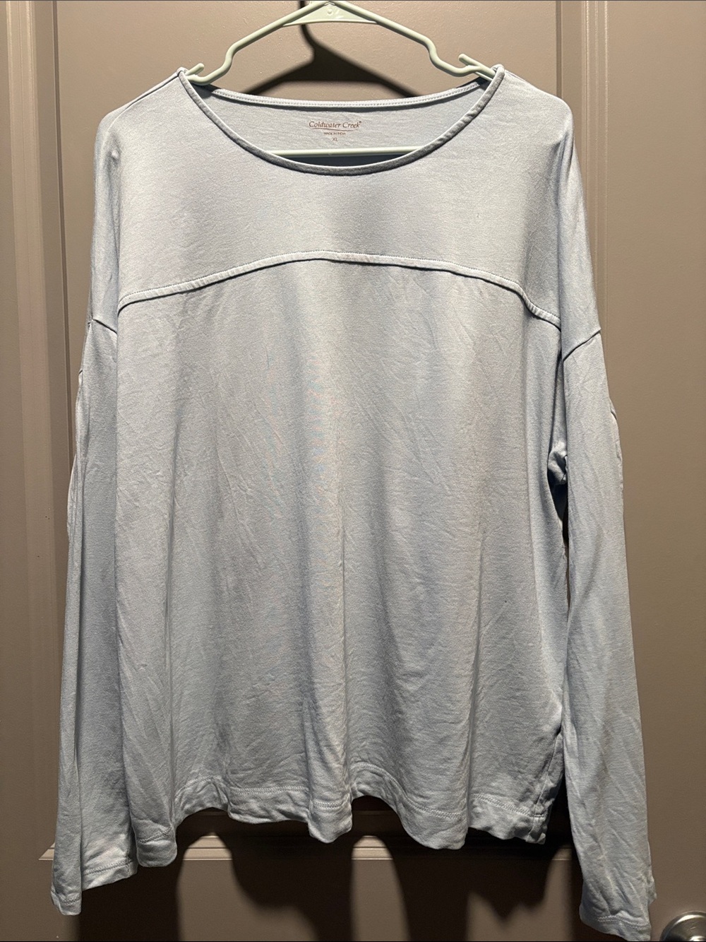 Coldwater Creek Light Blue Cotton Modal Long Sleeve Top XL Relaxed Casual Soft